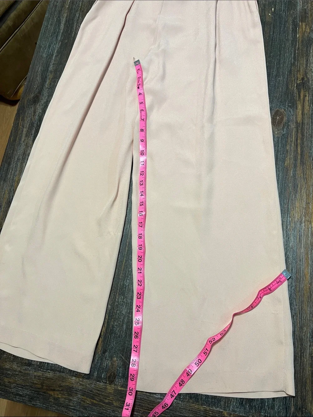 Vintage With Tag High-Waist Paperbag Wide-Leg Pants — Light Pink